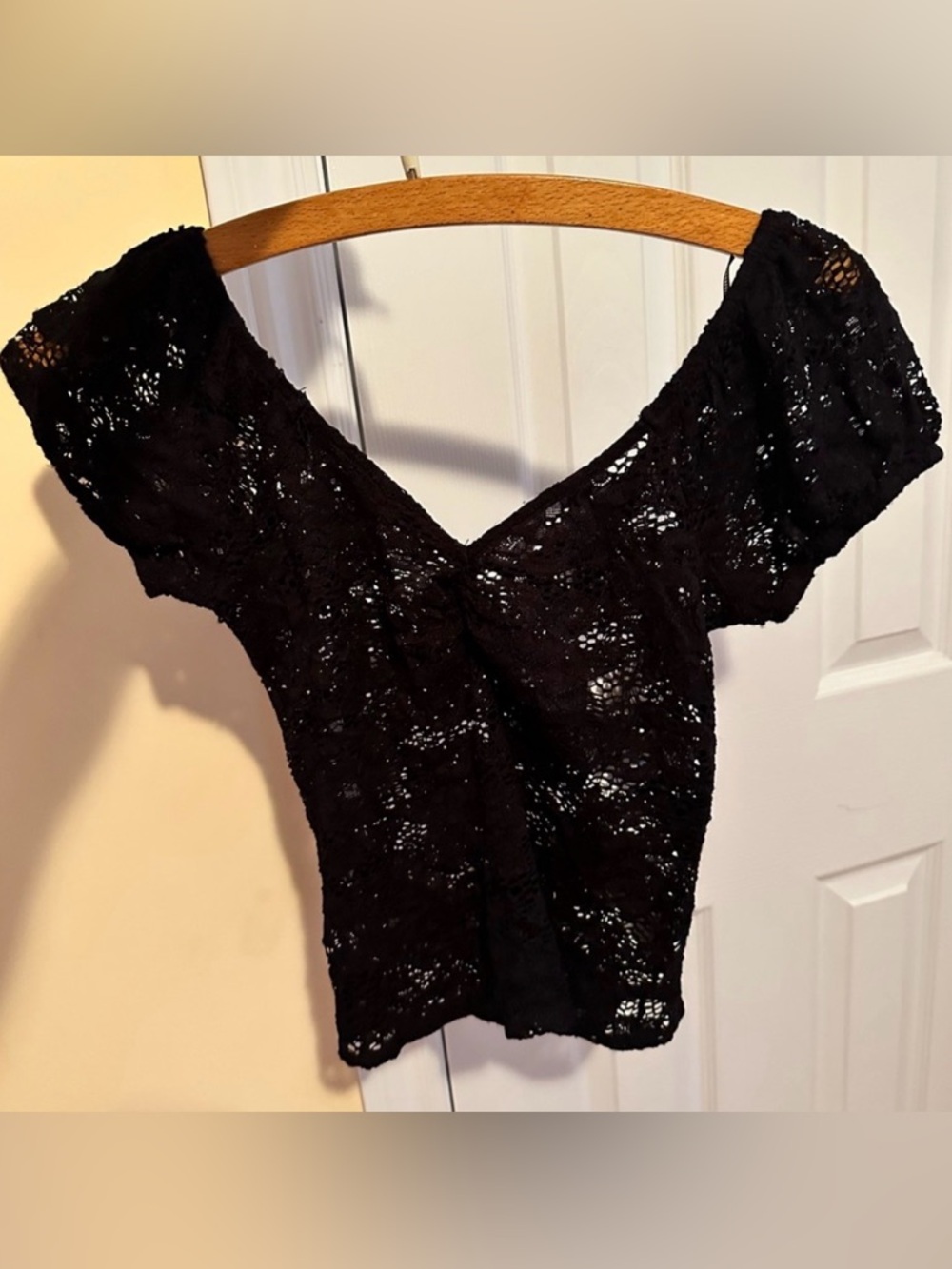 *ISO* Forever 21 black lace v neck top - Picture 4 of 4